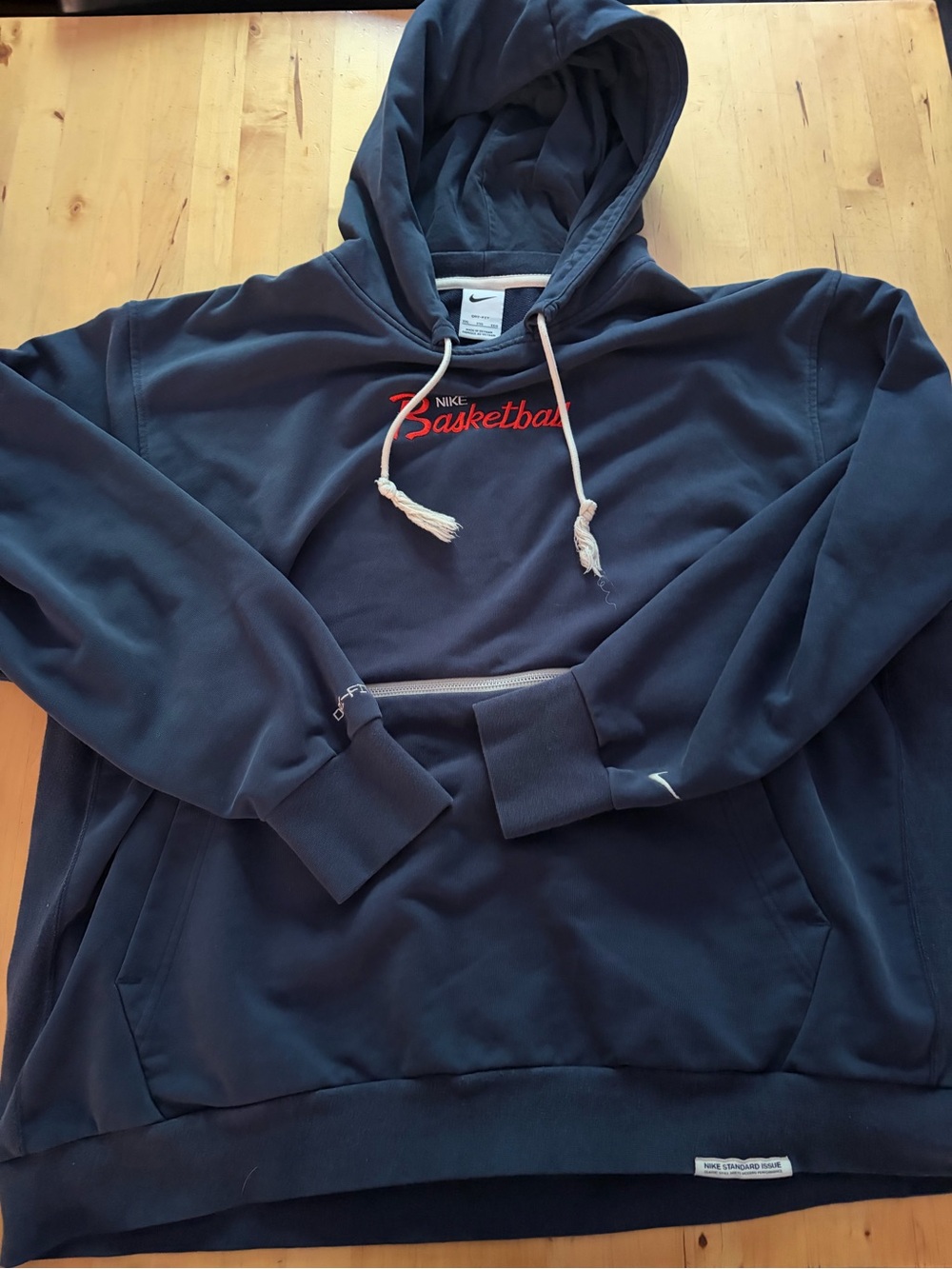 Nike Navy Blue Basketball Pullover Hoodie with Red Script